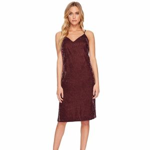 Splendid Deep Plum Crushed Velvet Slip Dress - XS